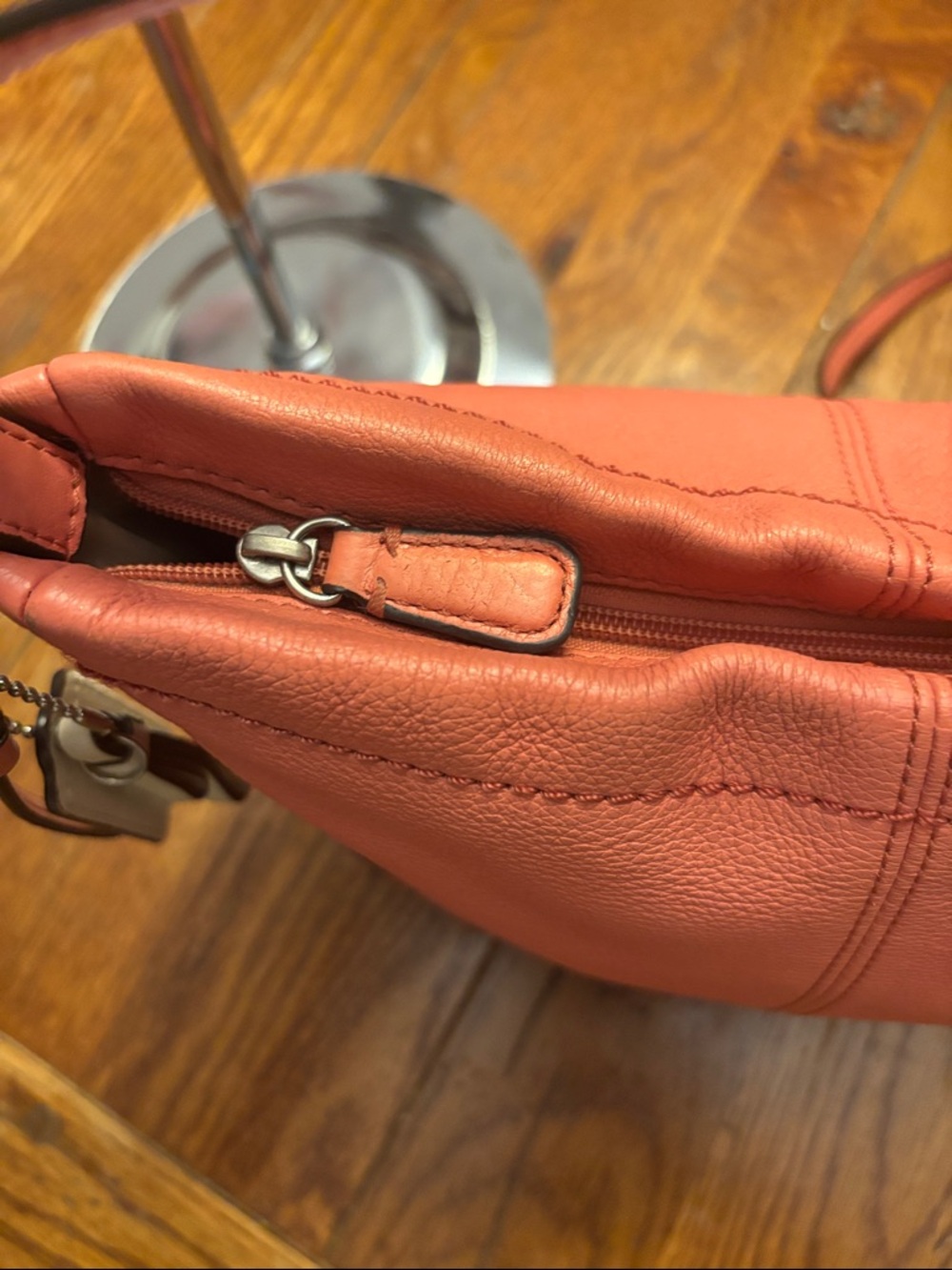 Coach Pebbled Leather Crossbody Bag Coral Pink Adjustable Strap - Picture 10 of 12